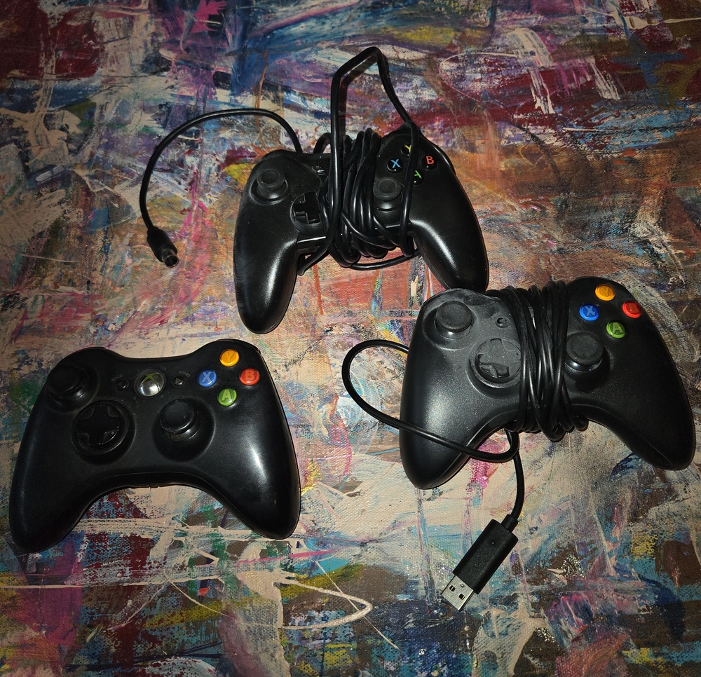 Black Wired Video Game Controllers - Pack of 4